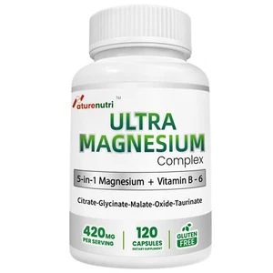 High Strength Magnesium Complex 5-in-1 + B6 - 420mg 120 Caps | Muscle & Sleep - Picture 1 of 3