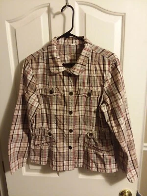 Camisa/chaqueta Riders Copper Collection para mujer talla L marrón a cuadros cintura elástica  Foto 1 de 4