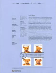 #0226 37c Teddybären #3653-3656a Briefmarken Andenkenseite - Bild 1 von 1