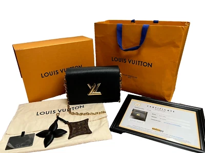 Auténtico bolso de hombro Louis Vuitton Twist MM EPI M59018 con dijes de flores y caja Foto 1 de 4