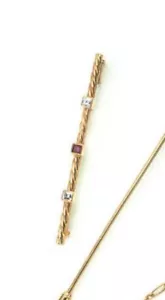 Yellow Gold Plated Tie Pin For Men's 925 Sterling Silver Party CZ New Jewelry - Picture 1 of 1