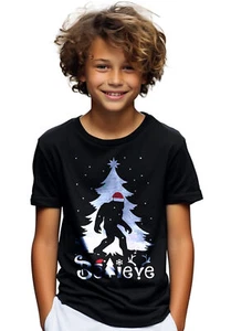 Believe Bigfoot Christmas t-shirt - Funny and Mysterious! Unisex Printed Design, - Picture 1 of 29