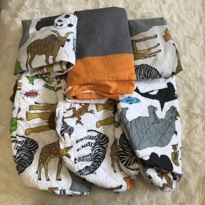LAND OF NOD Crate & Kids Modern Animal Baby Crib Bedding: Sheets Changing Pad - Image 1 of 4