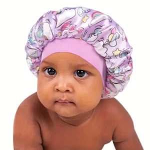 💜 Kids Satin Sleep Cap Silk Sleeping Bonnet🩷Silky Soft Girls Hair Protection🤍 - Picture 1 of 11