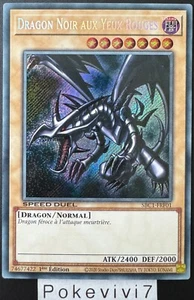 Carte YU-GI-OH! DRAGON NOIR AUX YEUX ROUGES SBC1-FRF01 Secret Rare NEUF - Photo 1/1