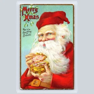 CARTOLINA D'EPOCA BABBO NATALE #172 XMas Jewels Serie 541 E 1919 MO Cnl - Foto 1 di 2