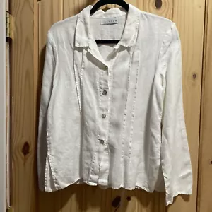 Willow linen button up white long sleeve blouse size small - Picture 1 of 7