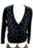 Loft Womens Cardigan Sweater Long Sleeve Black White Polka Dot Button Front Sz S
