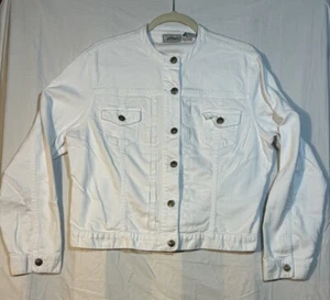 Chicos Damen platinweiße Denimjacke Größe 2 Baumwolle/Elasthan - Bild 1 von 8
