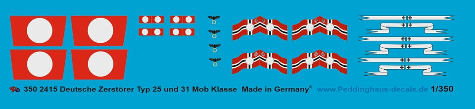 Decalcomanie Peddinghaus 1/350 2415 Cacciatorpediniere Tipo 25 E 31 - Immagine 1 di 1