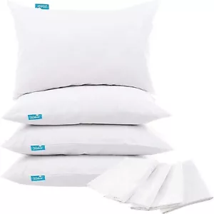Waterproof Pillow Covers Zippered Pillowcases Set of 4 Pillow Protector King - Picture 1 of 10