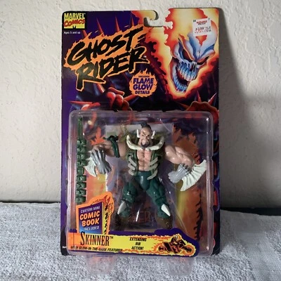 MARVEL COMICS GHOST RIDER 5” SKINNER ACTION FIGURE TOYBIZ 1995 GLOW IN THE DARK - Image 1 of 4