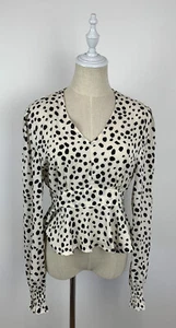 Neon White Clothing Womens *BNWT* Black Ivory Leopard Print Blouse Top Size S - Bild 1 von 9