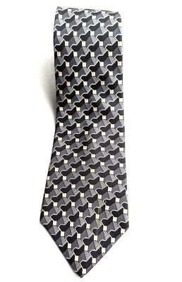 Don Loper Beverly Hills Black & Gray Geometric Print Italian Silk Tie. - Image 1 of 4