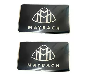 2Pcs Maybach Logo Car Emblem Decal Stickers Badge For Mercedes Benz C63 Black - Foto 1 di 7