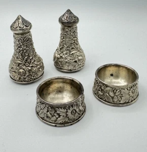 S. KIRK & SON "REPOUSSE" STERLINGSILBER SALZ & PFEFFERSTREUER & 2 KELLER - Bild 1 von 11
