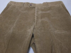 Borrelli Napoli Corduroy Pants Brown Tan Medium Wale Cotton 35 x 28 Flat Front - Picture 1 of 5