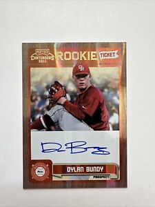 DYLAN BUNDY 2011 Playoff Contenders Rookie Ticket Autograph Baltimore Orioles
