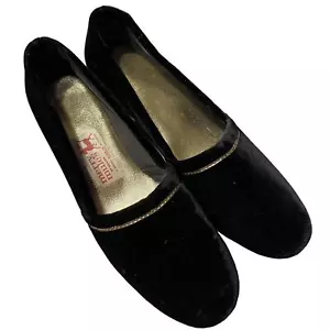 Zapatillas DE COLECCIÓN Terciopelo Negro Merry Mules 7.5 Estrechas por Beacon con Tubería Dorada - Imagen 1 de 10