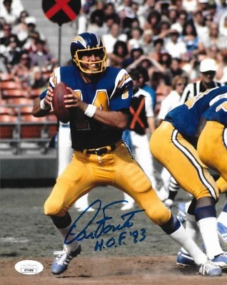 Dan Fouts signed San Diego Chargers 8x10 photo W/ HOF Inscription #1 JSA - Image 1 of 2