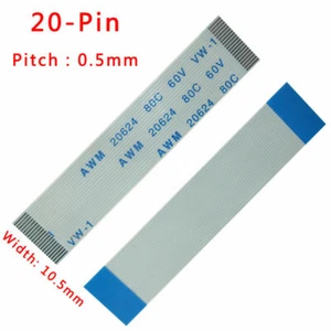 FFC/FPC Flexible Flat Cable Pitch 0.5mm 20-Pin 80C 60V VW-1 50/100/600mm-3000mm - Picture 1 of 6