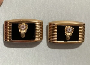 Vintage Anson Elks Club Manschettenknöpfe BPOE Benevolent Schutzorden rot gold - Bild 1 von 6