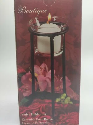 Juego de 3 candelabros votivos de metal decoración boutique 6" de alto Foto 1 de 3