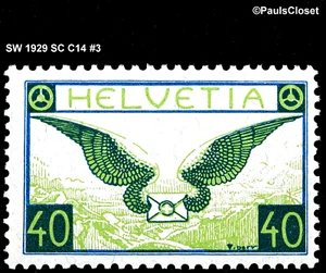 SW 1929 SC C14 AIRMAIL DL GREEN, YELLOW GRN & BLK 40¢ MNH OG VERY FINE - Picture 1 of 2