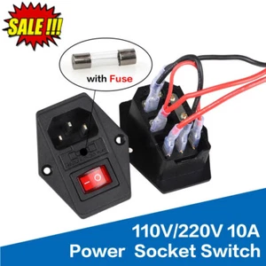 220V/110V 10A Power Supply Switch Power Outlet with Socket Fuse for 3D Printer - Zdjęcie 1 z 7