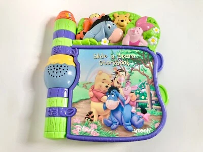 Winnie The Pooh Slide n’ Learn Story Book VTECH Sounds and Lights WORKING - Image 1 of 4