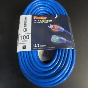 Century Wire D17446100 Pro Glo 12/3 100 Foot Extension Cord Blue Single-Ended - Picture 1 of 1