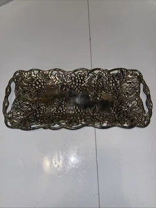 Vintage Godinger Silver Art Co. Rectangle Tray - Grapes & Wine Design - Picture 1 of 8