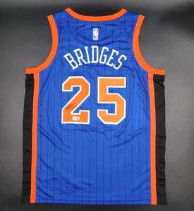 Mikal Bridges Signed Autographed New York Knicks Blue Basketball Jersey BAS COA - Picture 1 of 5