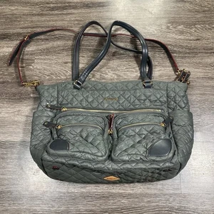 MZ WALLACE Crosby Hobo Purse Gray Dawn hardware Quilted Bag - Picture 1 of 16