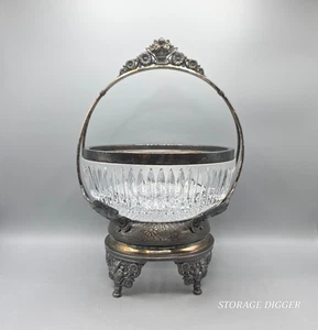 Vintage Hartford Silver Plate Co vierfach Teller Fuß Braut Korb mit Griff - Bild 1 von 21