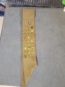 Vintage 1930’s Boy Scout Merit Badge Sash w 25 Patches - Picture 1 of 9