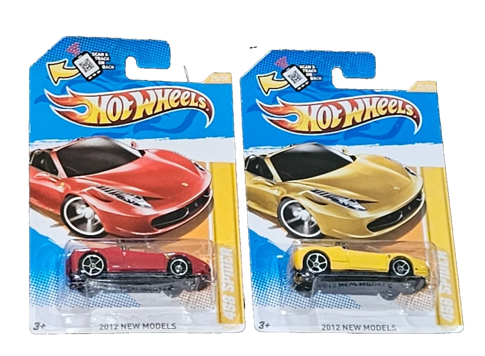 Hot Wheels New 2 458 Spider 2012 HW PREMIERE One Red. One Yellow - Image 1 of 1