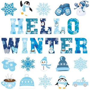 52 Pieces Winter Cutouts Classroom Bulletin Border Decoration Snowflake Pengu... - Bild 1 von 7