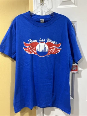 NUEVA Camiseta de Béisbol Rochester Red Wings MiLB 'Hope Has Wings' Azul Grande Nueva con Etiquetas Foto 1 de 4