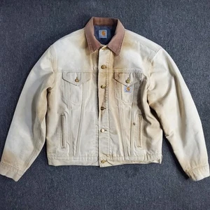 Vtg Carhartt Jacket Mens Medium Brown J148 Trucker Blanket Lined Distressed Read - Picture 1 of 21