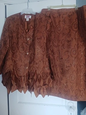 Grace Religioso Pastor O Madre de la Novia Foral Marrón Traje Falda Talla 22w Foto 1 de 4