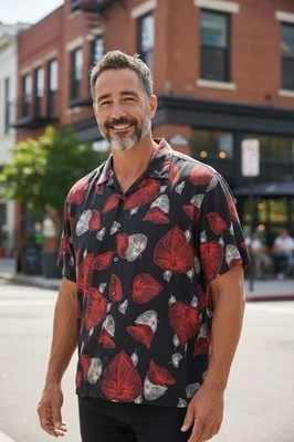 Camisa Capataz 3XLT Para Hombres Espalda Alta Seda Floral Abotonada Informal Vacaciones Foto 1 de 4