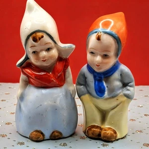 Vintage besetztes Japan Junge Mädchen Salz und Pfefferstreuer niederländischer Stil 1945-1952 - Bild 1 von 4