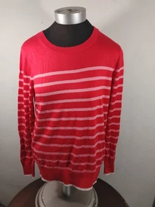 Camisa de cachemir de seda Banana Republic para mujer mediana roja a rayas manga larga suave - Imagen 1 de 9