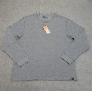 Eddie Bauer Shirt Mens XL Gray Thermal Henley Waffle Knit Long Sleeve Workwear - Picture 1 of 8