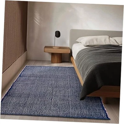 Alfombra de yute azul marino 3x5 construcción trenzada - alfombra tejida de granja - náutica  Foto 1 de 4