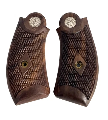 S&W N Frame Round Butt Legacy Grips  American Walnut Checkered S&W Medallions - Image 1 of 4