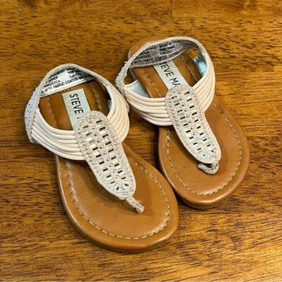 Steve Madden toddler girl strappy sandals cream tan size 6 - Image 1 of 4