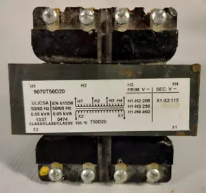 SQUARE D 9070T50D20 Control Transformer 208/230/460V 115V 50VA - Picture 1 of 6