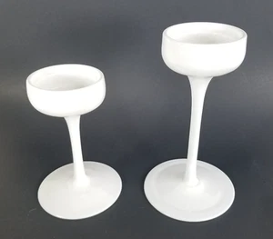SCARCE Ikea Blomster Candlesticks Set Original Wider BasesWhite Glass Minimalist - Picture 1 of 2